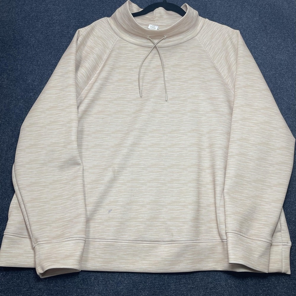 LIVI Shirt Womens 18/20 Beige Stripe Mock Neck Raglan Long Sleeve Jersey Top